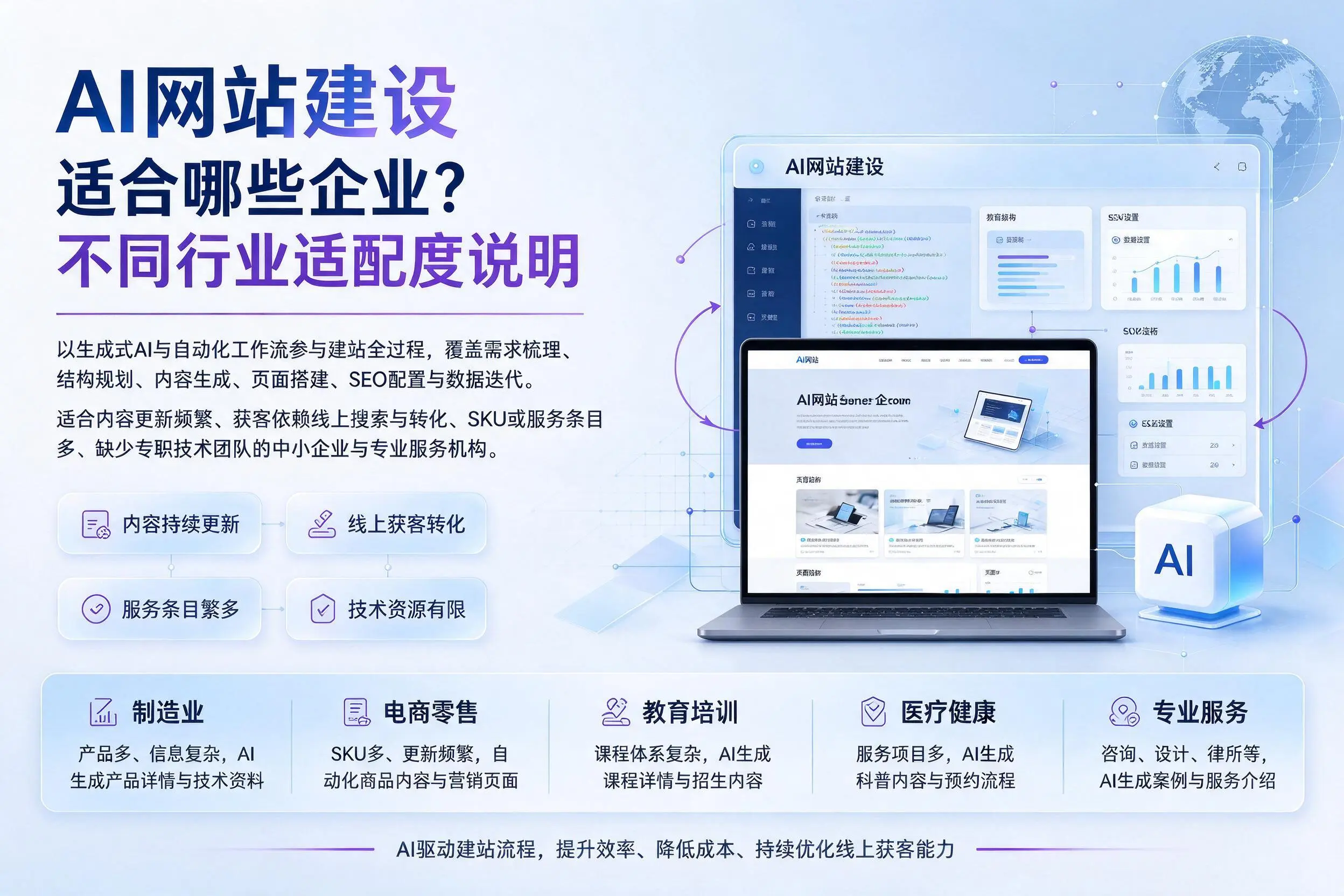 AI网站建设适合哪些企业?衢州不同行业适配度说明